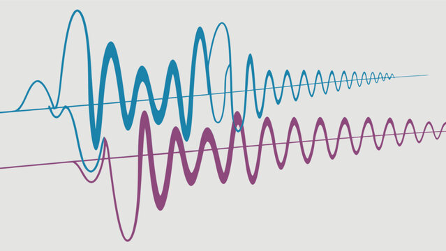 Sound wave visualization with damping effect digital art for science and technology presentations graphic design
