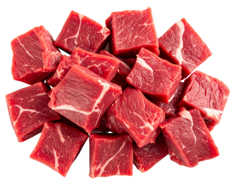  Fresh Beef Tips for Cooking and Stews, Cutout on Transparent Background (2)