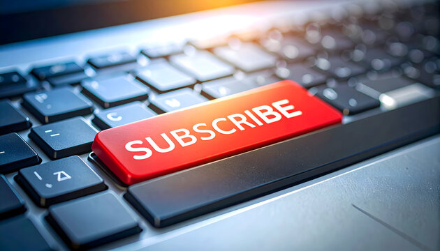 Red Subscribe Button on a Laptop Keyboard