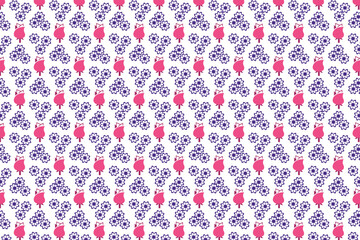Pink Roses and Purple Flowers Seamless Pattern floral pattern