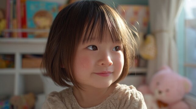 窓辺で物思いにふける幼い子供のポートレート｜子供, ポートレート, 窓, 室内, 幼い, 可愛い
