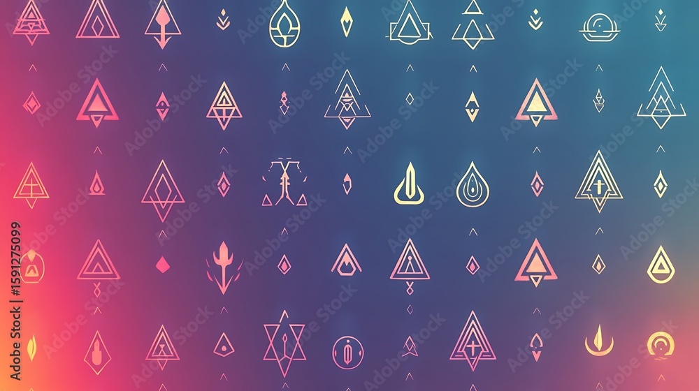 Poster abstract geometric shapes pattern on colorful gradient background for creative design