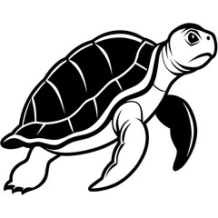 Fototapeta premium A detailed black and white illustration of a sea turtle silhouette