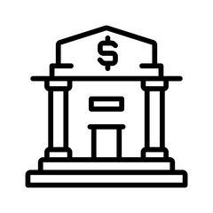 Vector black line icon for Bank building