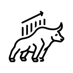 Vector black line icon for Bull