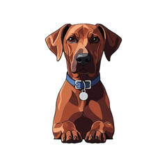 Adorable Rhodesian Ridgeback Brown Dog Vector Illustration with Blue Collar