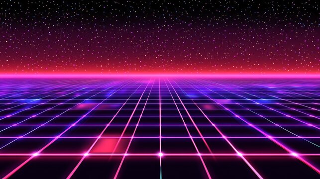 Cyberpunk grid landscape (1)