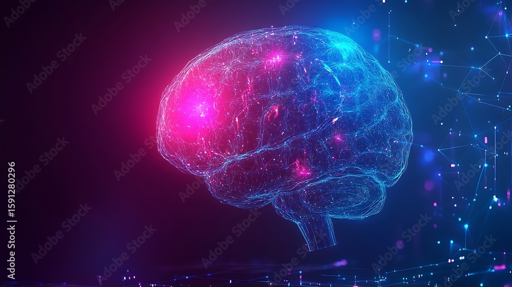 Aufkleber glowing brain network visualization representing artificial intelligence and neural connections