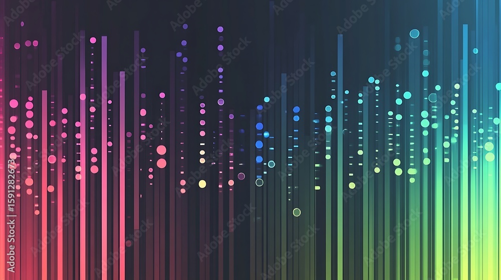 Fototapete abstract lines and circles flowing with colorful gradient background animation