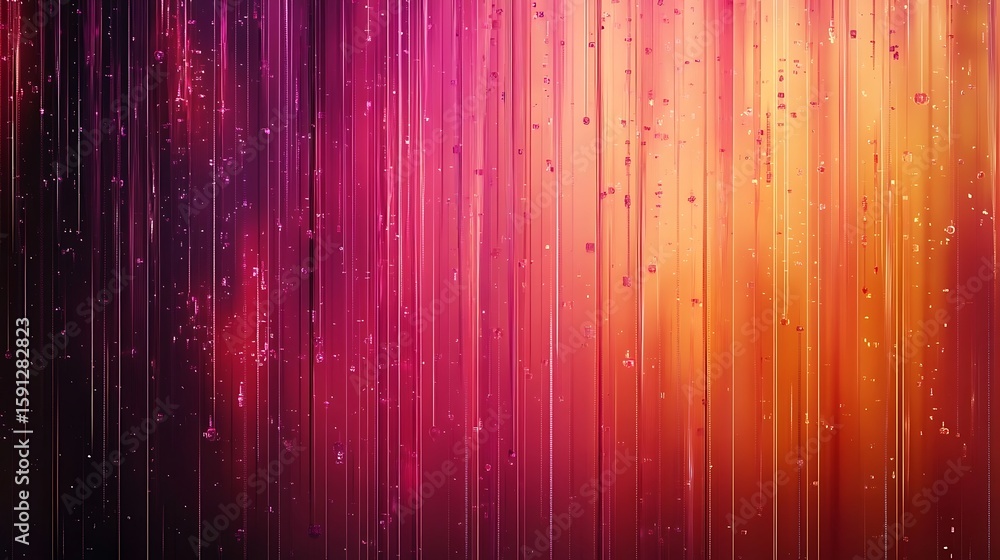 Poster abstract vertical lines with bubbles in pink and orange gradient