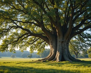 Big tree in the field sustainable living 
