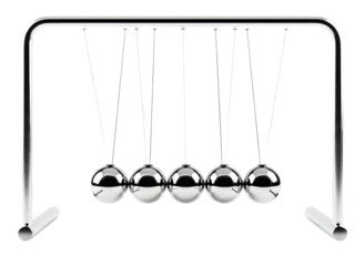 Newton s cradle kinetic energy demonstration toy isolated on transparent background