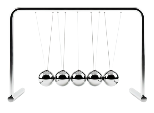 Newton s cradle kinetic energy demonstration toy isolated on transparent background - Powered by Adobe