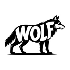 Fototapeta premium Wolf symbol designed with bold typography, showcasing the beauty and strength of wildlife in a minimalist style