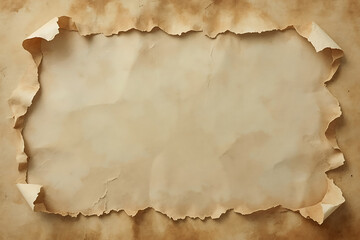 Torn Parchment Edges Revealing Layers of Soft Ombré Tones from Burnt Sienna to Faded Cream, Each Crinkled and Aged Like an Ancient Scroll, AI-generated