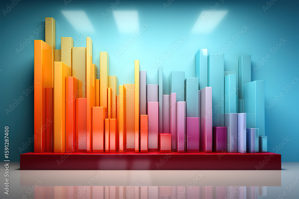 Poster superb transition effect in bar chart statistics and bright windows