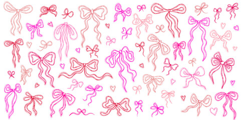 Light pink brush-style ribbon bows for baby shower decorations, gift wrapping, and soft celebration themes
