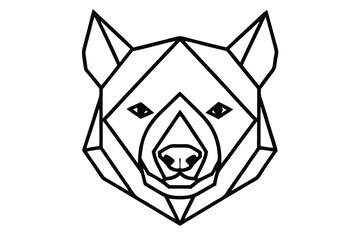 Geometric wolf head is rendered in sleek black lines on white background