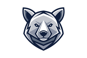 Sharp edged wolf head with a predominantly white and gray color scheme is present