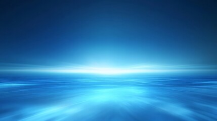 Abstract Blue Horizon with Light Rays and Soft Motion Blur Effect