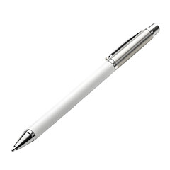 A sleek white and silver pen isolated on a transparent background