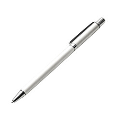 A sleek white and silver pen isolated on a transparent background