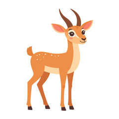 Obraz premium Adorable cartoon gazelle with big eyes, a gentle smile, and spotted light brown fur.