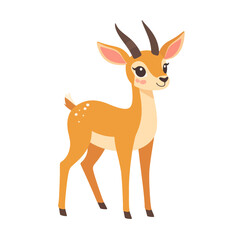 Fototapeta premium Charming cartoon antelope with large expressive eyes, blush cheeks, and white spots on its rump.