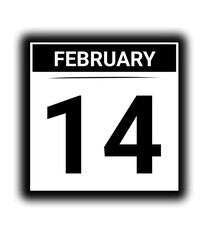 Fototapeta premium Black and white color February month calendar date 14
