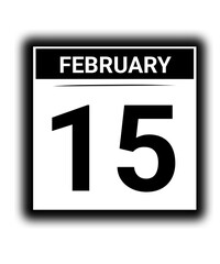 Black and white color February month calendar date  15