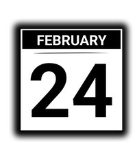 Black and white color February month calendar date  24