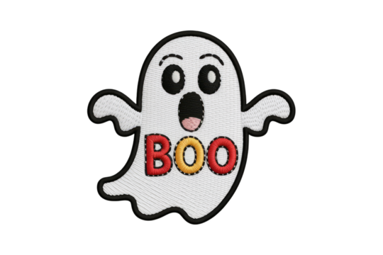 White ghost with boo text halloween spooky