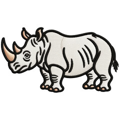 Fototapeta premium White rhino with tan horn and black outline rhinoceros