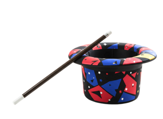 magician s top hat with  wand isolated on transparent background