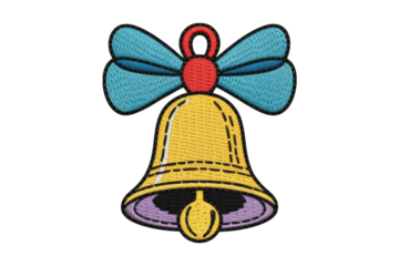 Yellow bell blue bow red accent ribbon