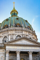 Frederik's Church dome and Copenhagen street scene