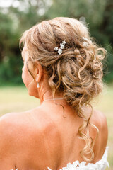 Bride in Lace Dress with Bouquet, Back View in Punta Gorda, Flor