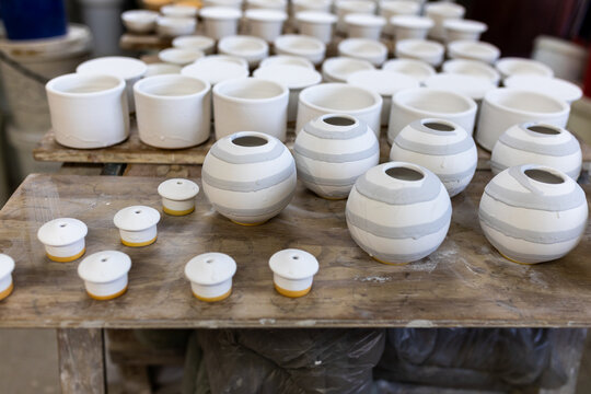 Artist in Ceramics and Pottery Studio working