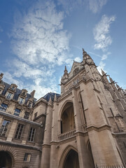 Exterior of Sainte Chapelle cathedral in Paris, France.