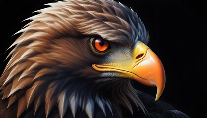 Fototapeta premium A stunning portrait of an eagle with piercing eyes, showcasing intricate feather detail.