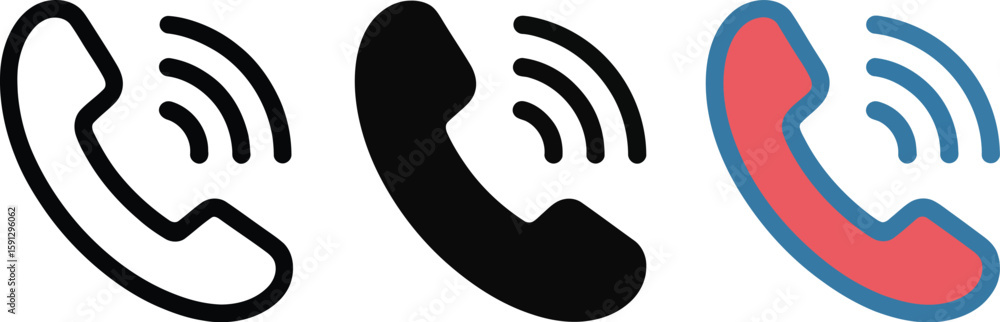 Poster three phone icons in different styles depicting communication and connection on a white background p