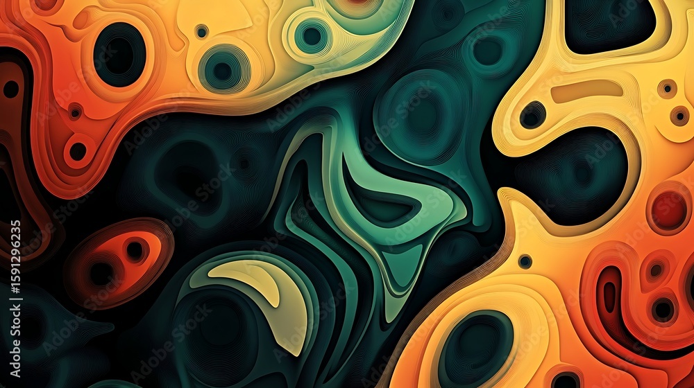 Poster abstract fluid design with colorful layered shapes for modern backgrounds