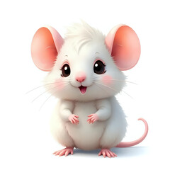 Cute and Adorable Fluffy Mouse Isolated on White Background
