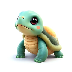 Cute and Adorable Fluffy Turtle Isolated on White Background