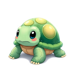Cute and Adorable Fluffy Turtle Isolated on White Background