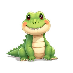 Cute and Adorable Fluffy Crocodile Isolated on White Background