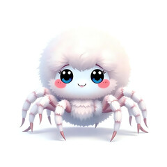 Cute and Adorable Fluffy Spider  Isolated on White Background