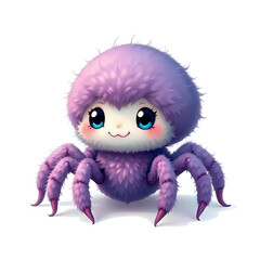 Cute and Adorable Fluffy Spider  Isolated on White Background