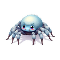 Cute and Adorable Fluffy Spider  Isolated on White Background