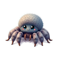 Cute and Adorable Fluffy Spider  Isolated on White Background